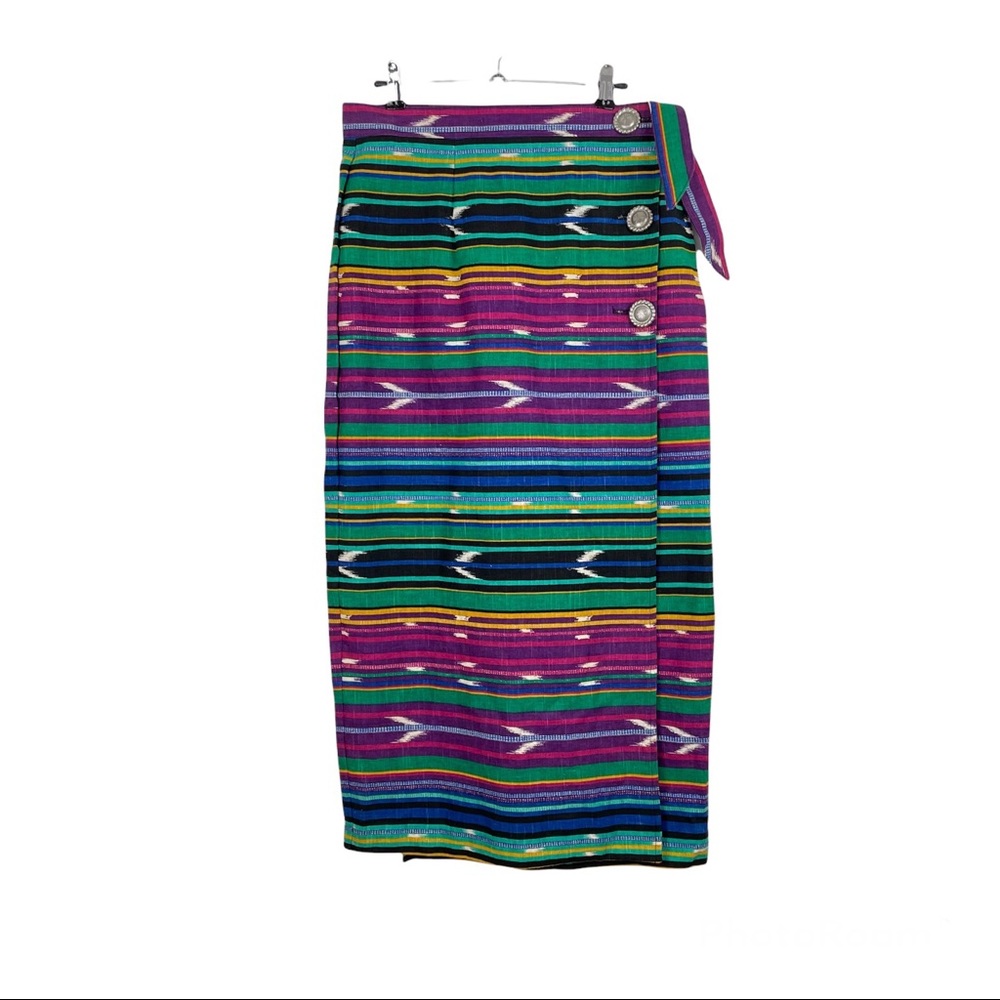 VINTAGE Brightly Colored Serape Striped Western Southwestern Long Wrap Skirt